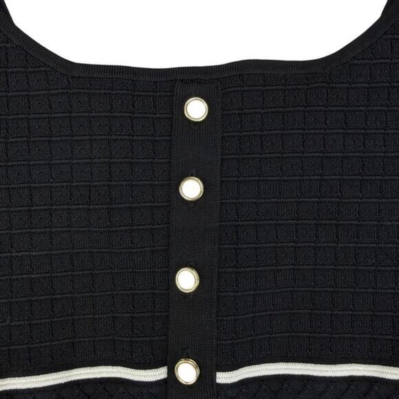 BABATON Sculpt Knit Cropped Button Tank Top Size Small Black / White - Picture 3 of 5
